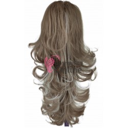 Extensie de par coada dreapta usor ondulata la varfuri cu cleste 55cm Saten Ash cu Blond White Cod 0202L885H88